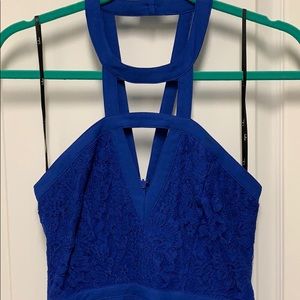 Royal blue cocktail dress.